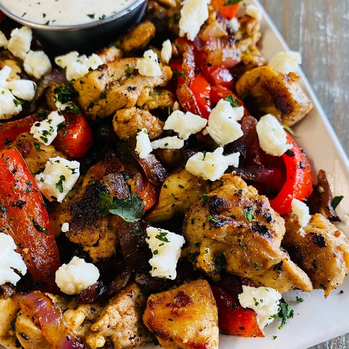 Blackstone Greek Chicken and Peppers
