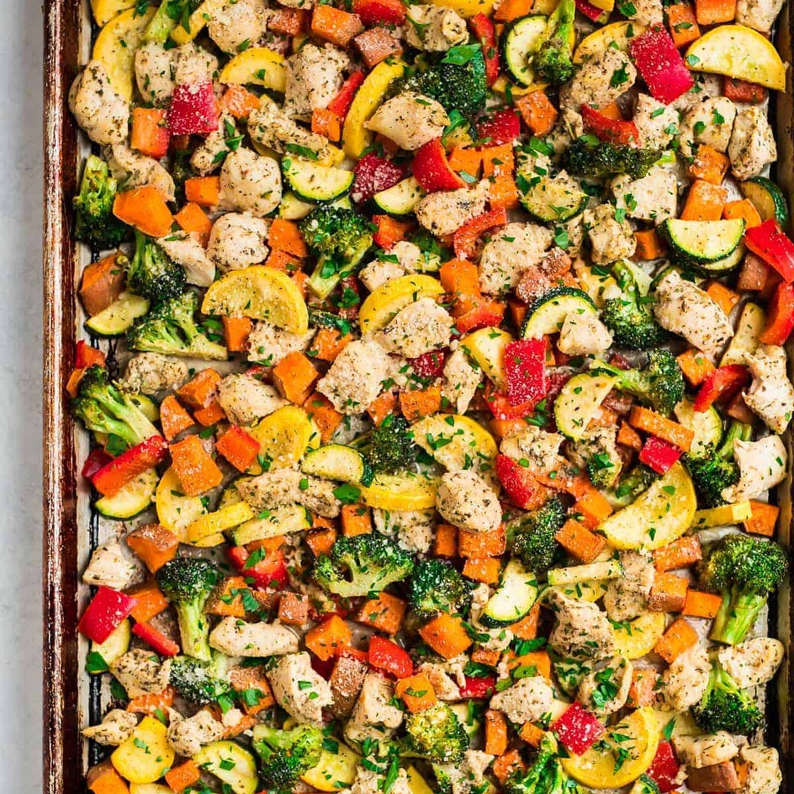 Sheet Pan Chicken and Rainbow Vegetables