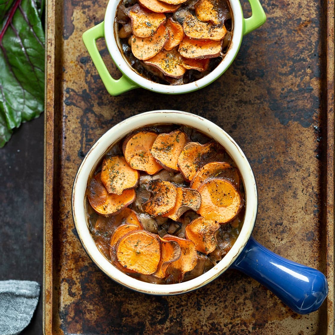 Vegan Mushroom Pot Pie with Sweet Potato Crust