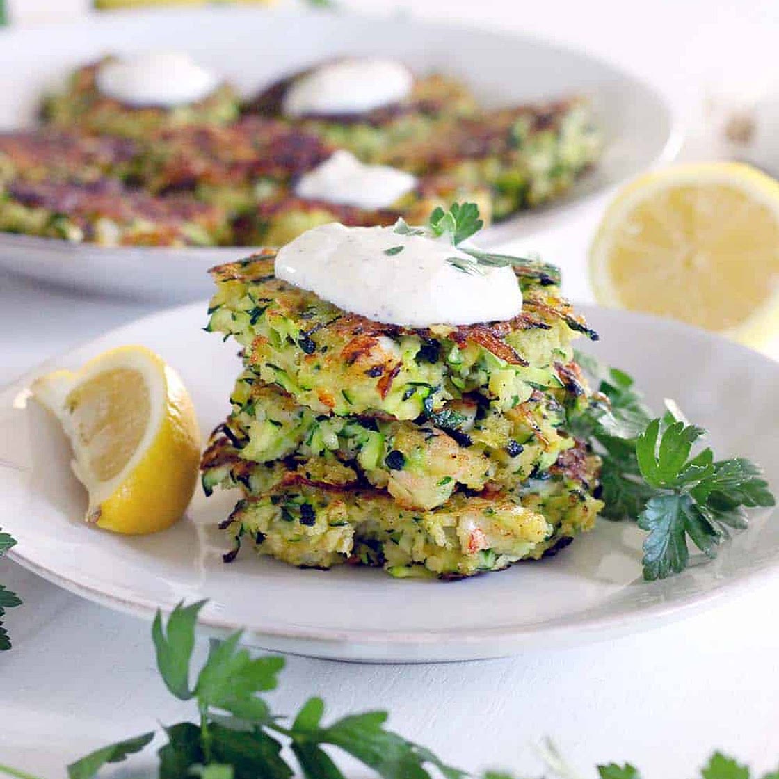 Shrimp and Zucchini Fritters with Yogurt Sauce