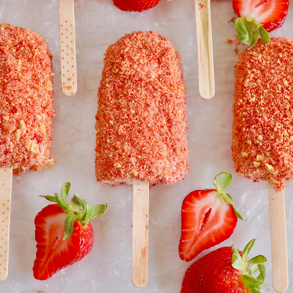 Homemade Strawberry Shortcake Ice Cream Bars Recipe