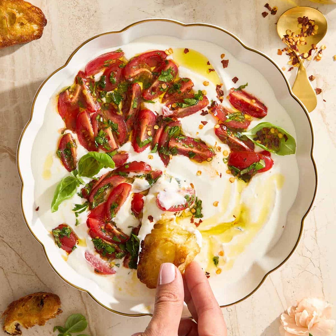 Savory Whipped Cottage Cheese and Tomatoes Bowl Recipe