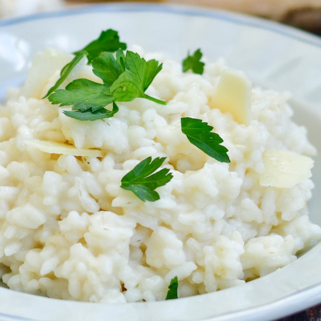 Risoto de provolone com manjericão
