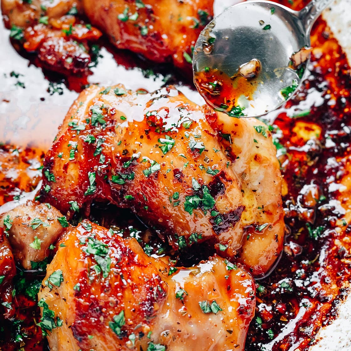 Baked Honey Garlic Chicken Thighs
