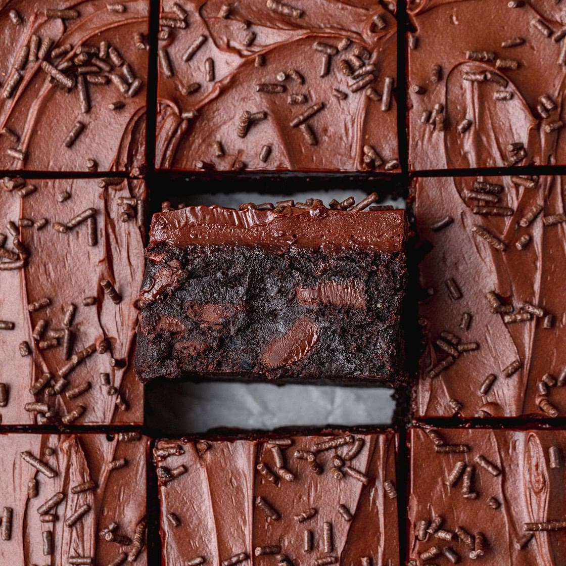 Frosted Triple Chocolate Brownies