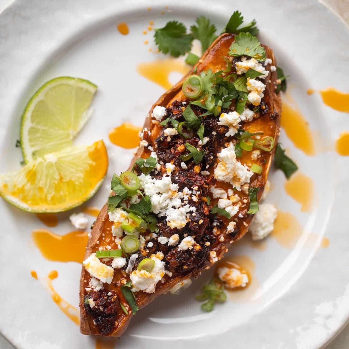 Slow Roasted Chili Crisp Sweet Potatoes