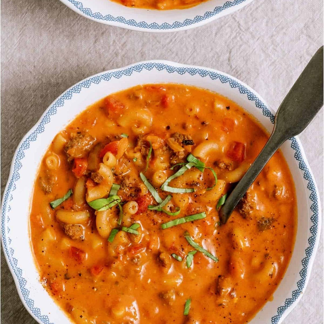 Creamy Ground Beef and Macaroni Tomato Soup Recipe