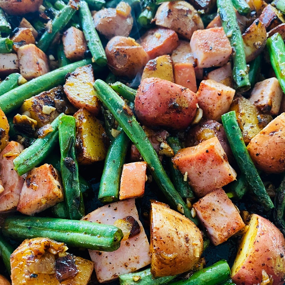 Blackstone Ham Potatoes and Green Beans