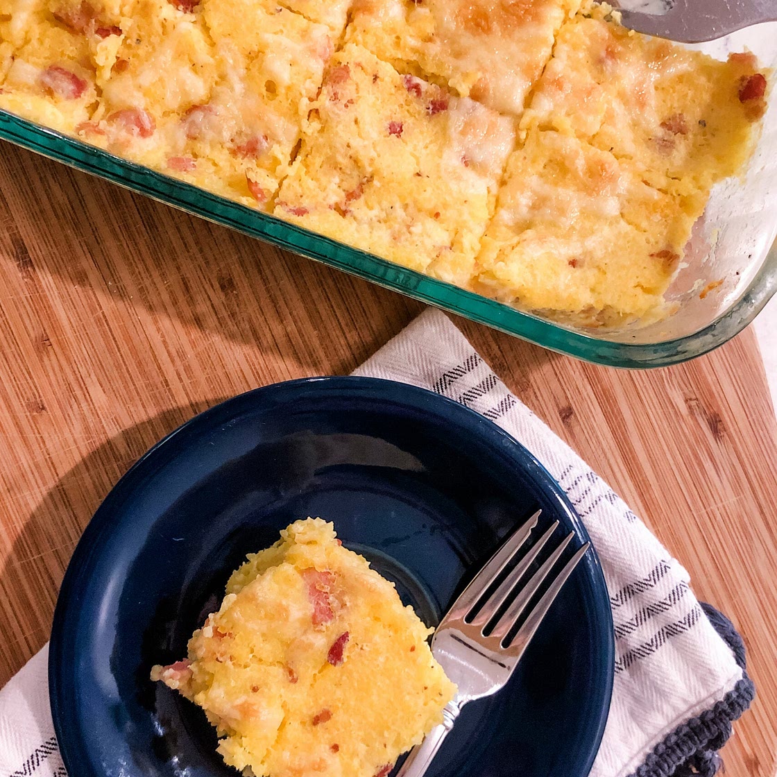 Oven Baked Cheddar Bacon Polenta {Gluten Free}