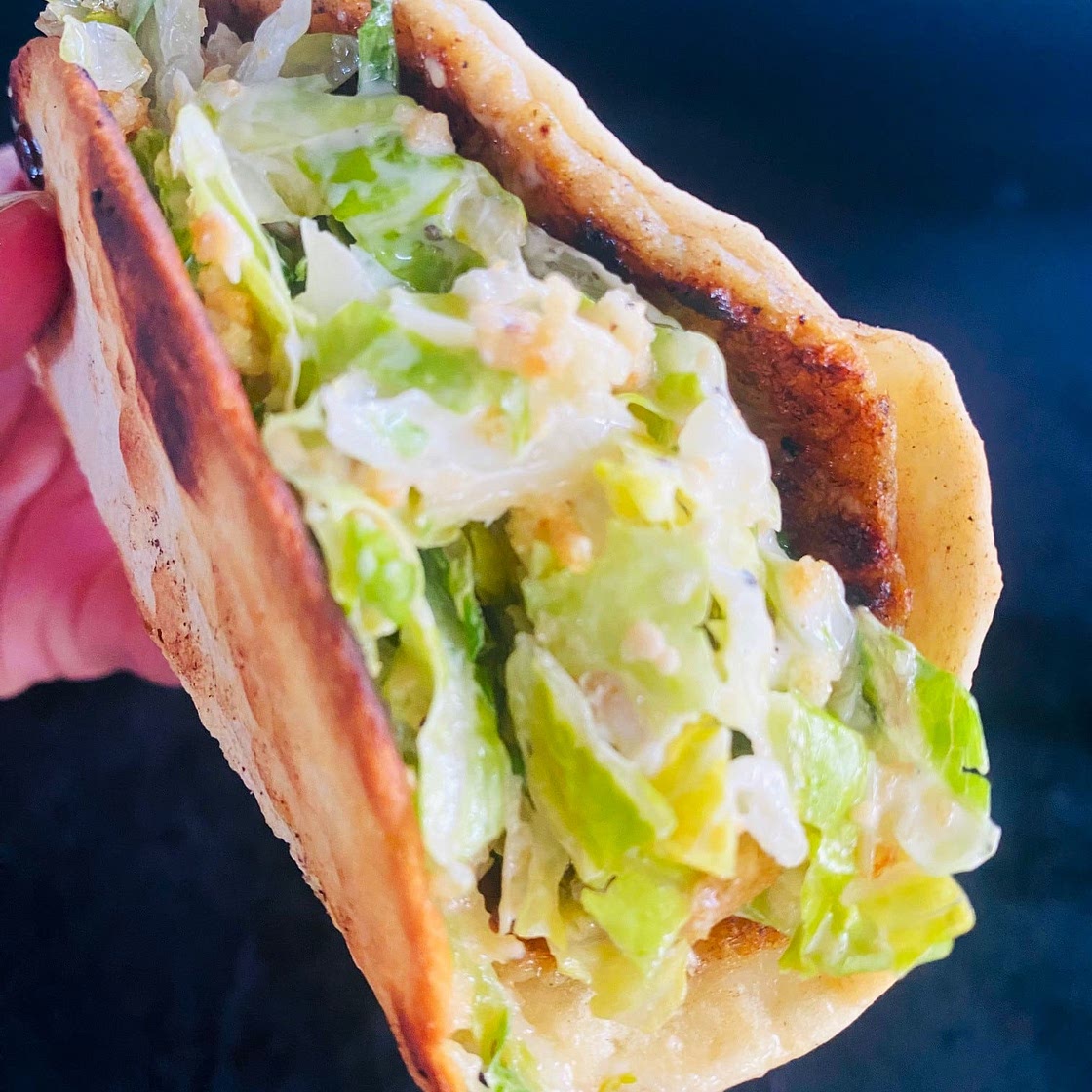 Blackstone Smashed Chicken Caesar Tacos