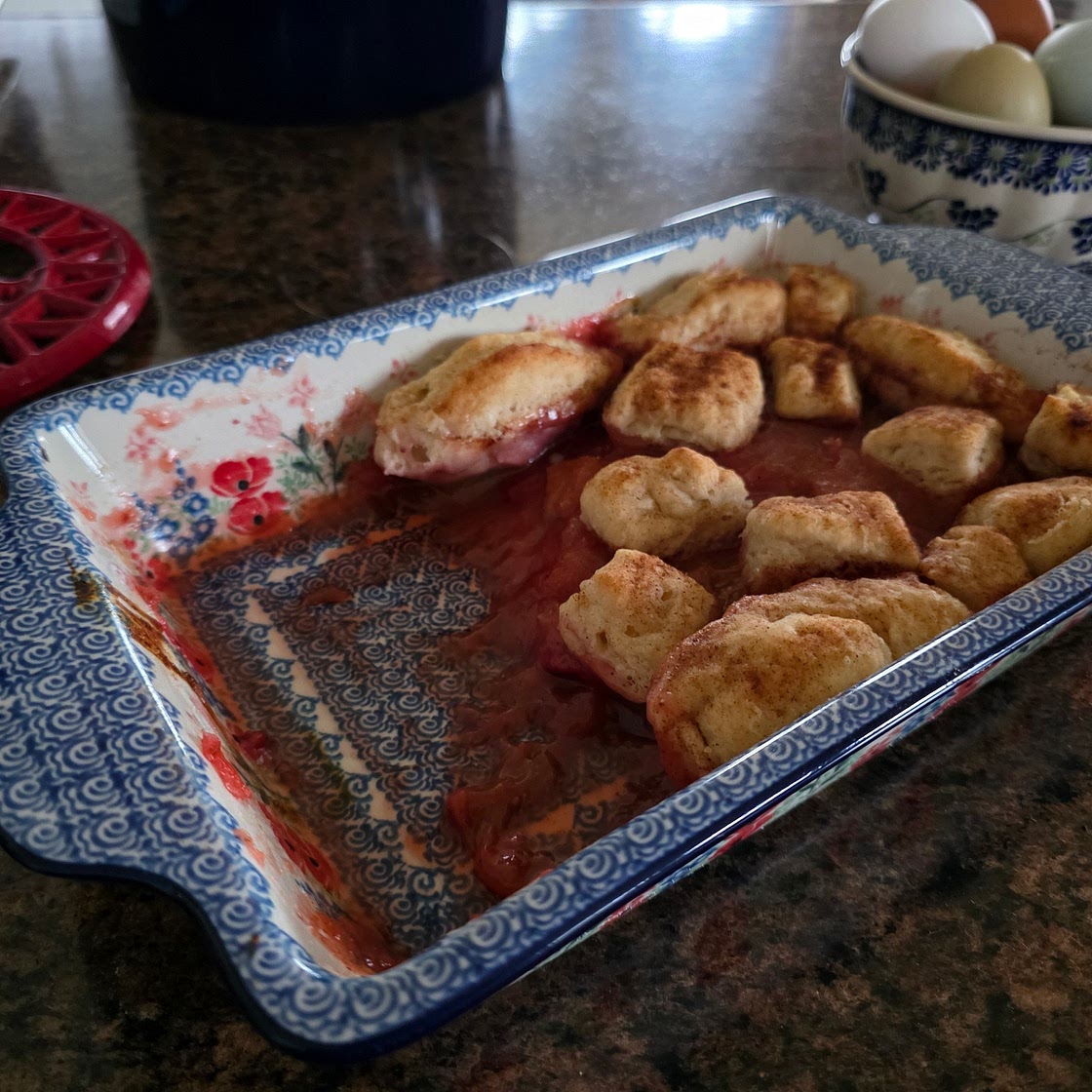 Rosy Strawberry-Rhubarb Cobbler