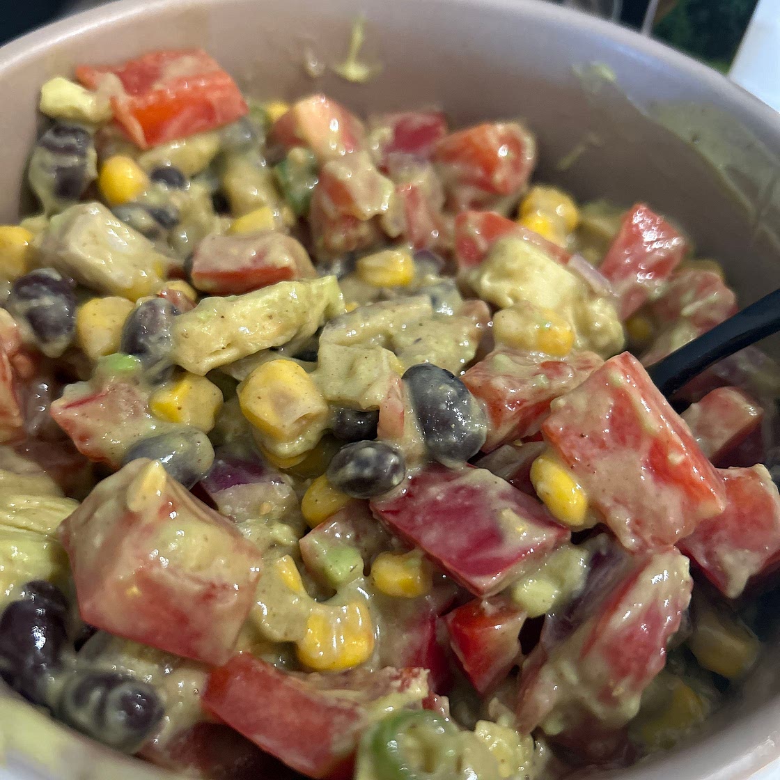 Vegan Mexican Chopped Salad with Avocado Dressing