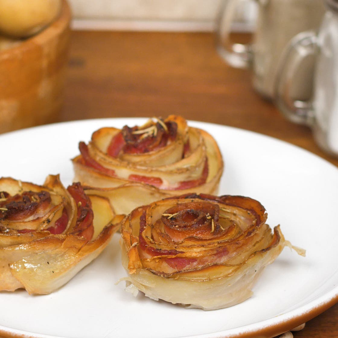 Flor de batata com bacon