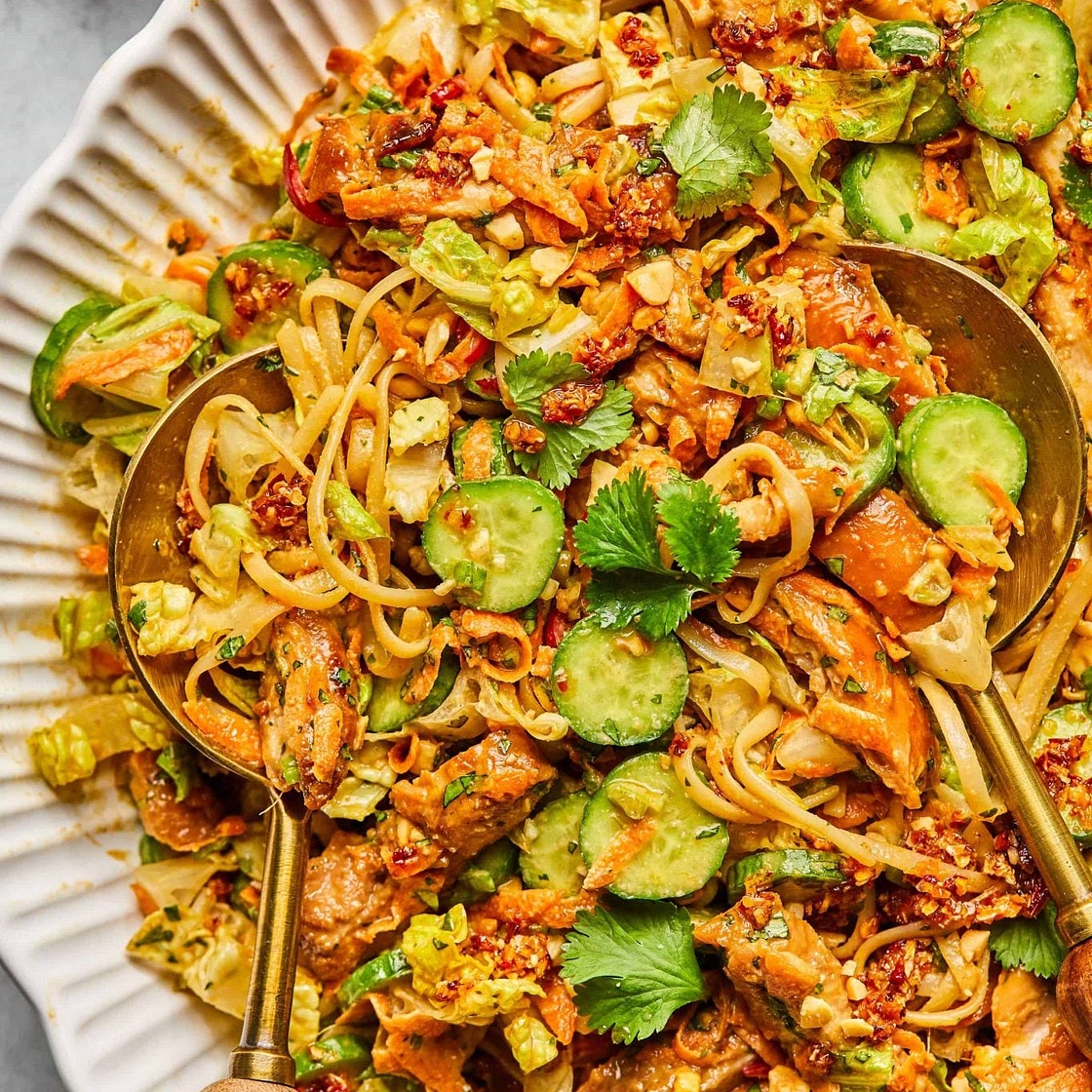 Asian Noodle Salad with Chicken & Peanut Dressing