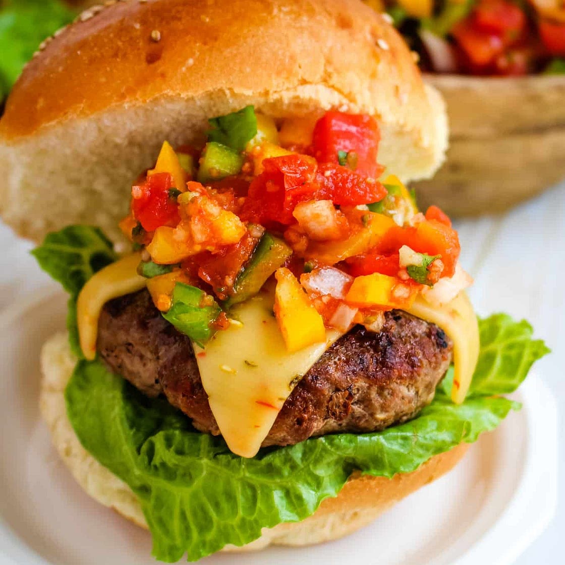 Juicy Salsa Burgers with Pepper Jack Cheese