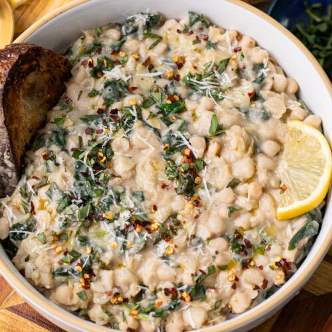 Creamy Spinach Artichoke Butter Beans
