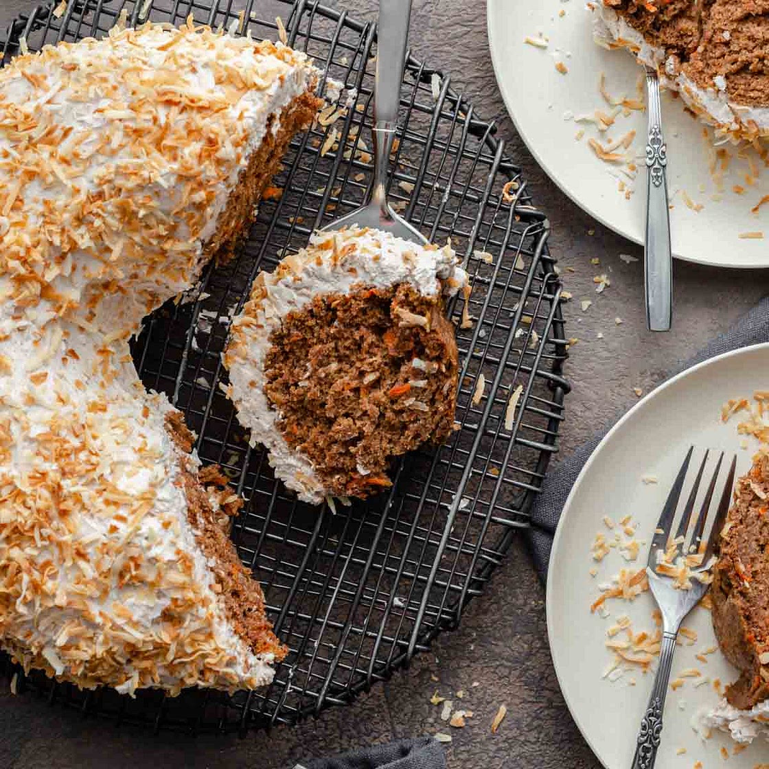 Coconut Carrot Cake (Dairy-Free, Egg-Free)