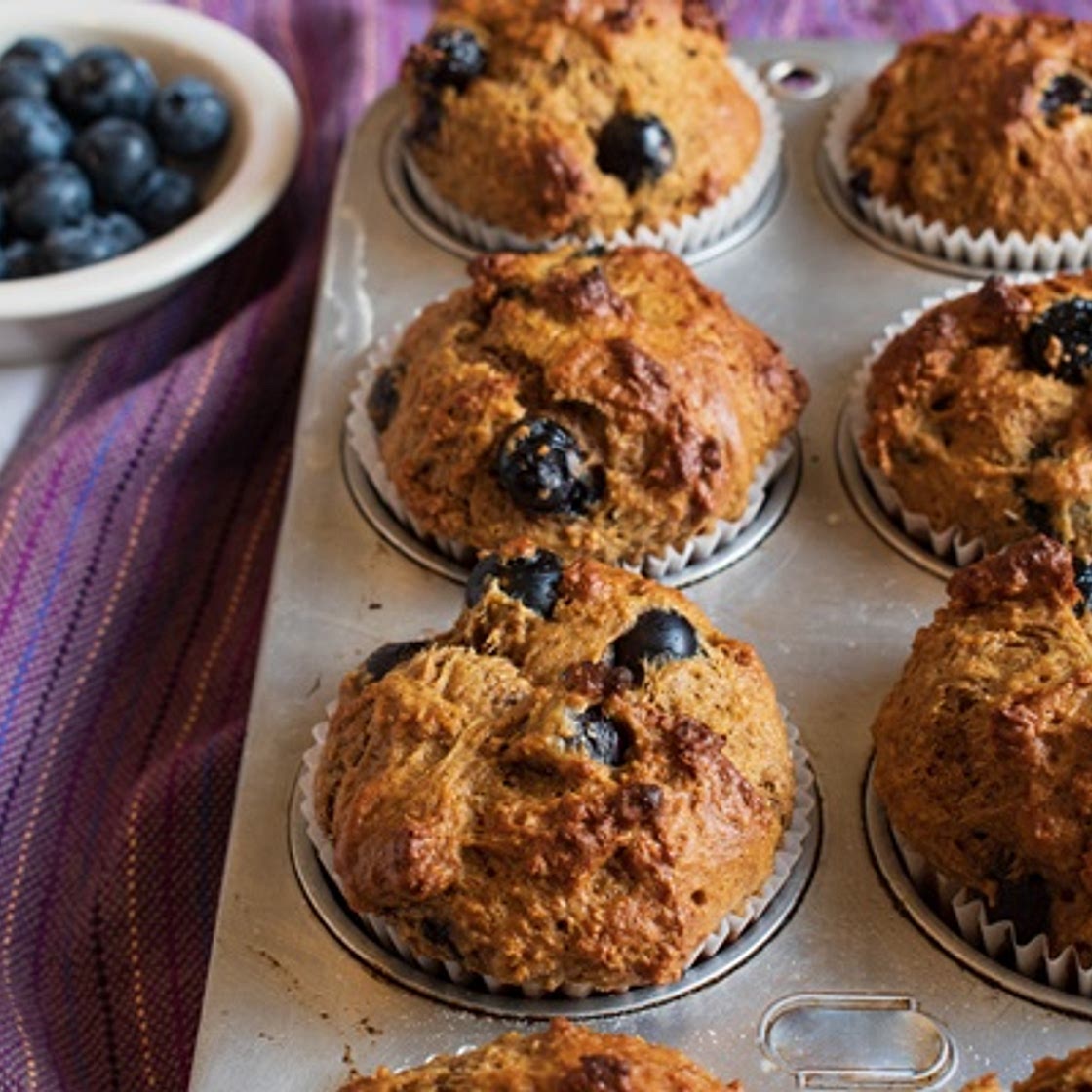 Healthy Blueberry Wheat Germ Muffins