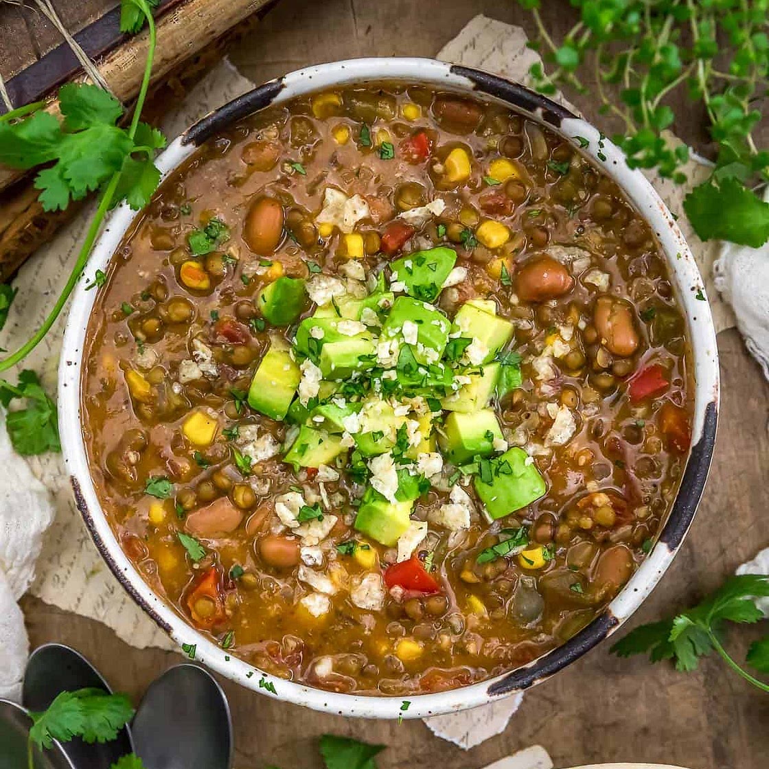 Vegan Creamy Enchilada Lentil Soup