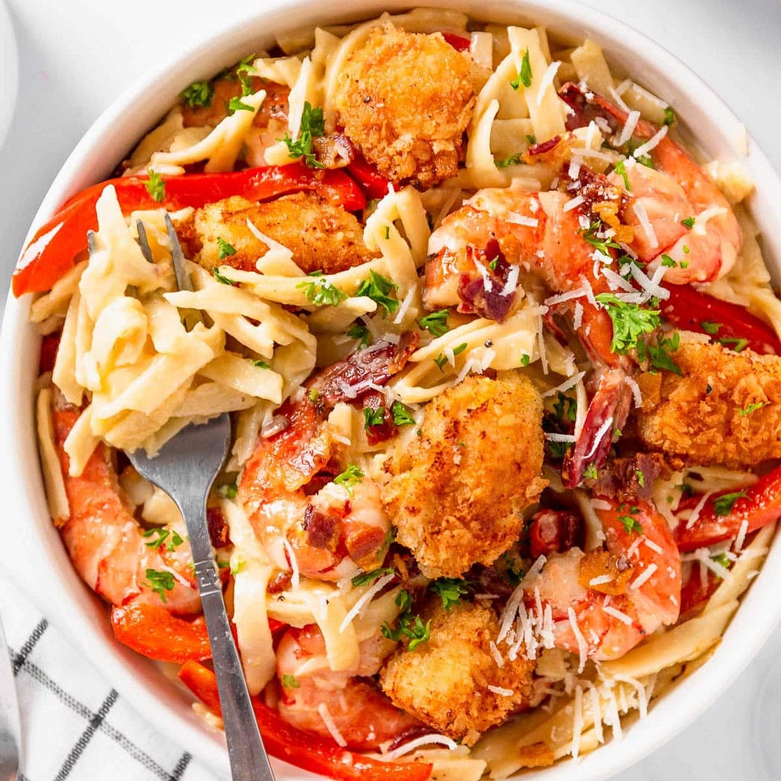 Shrimp and Chicken Carbonara Recipe