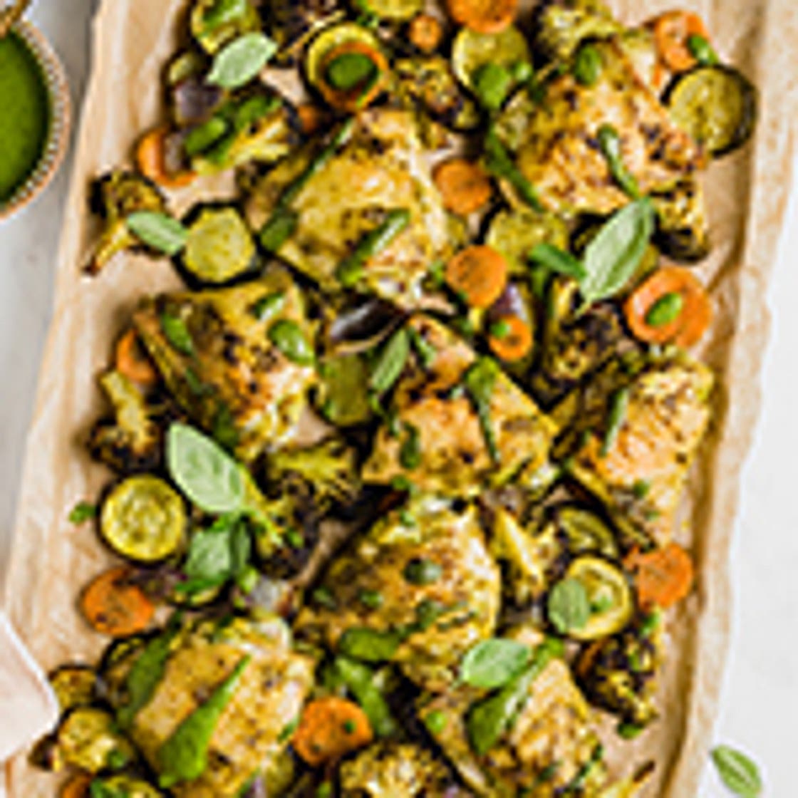 One Pan Chicken Pesto With Vegetables (Whole30, Paleo, AIP)