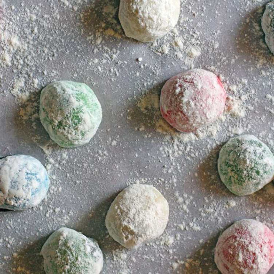 Colorful Red Bean Mochi