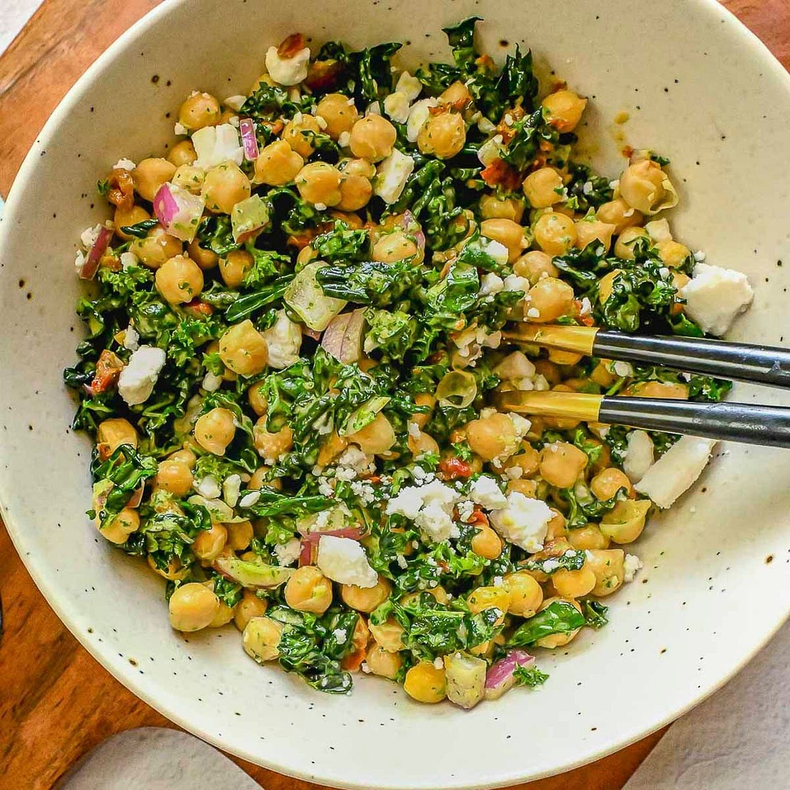 Kale Chickpea Salad (Garbanzo Bean Salad)