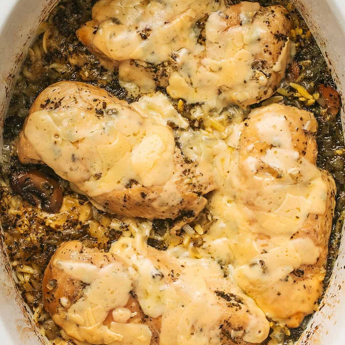 Slow Cooker Parmesan Herb Chicken & Orzo