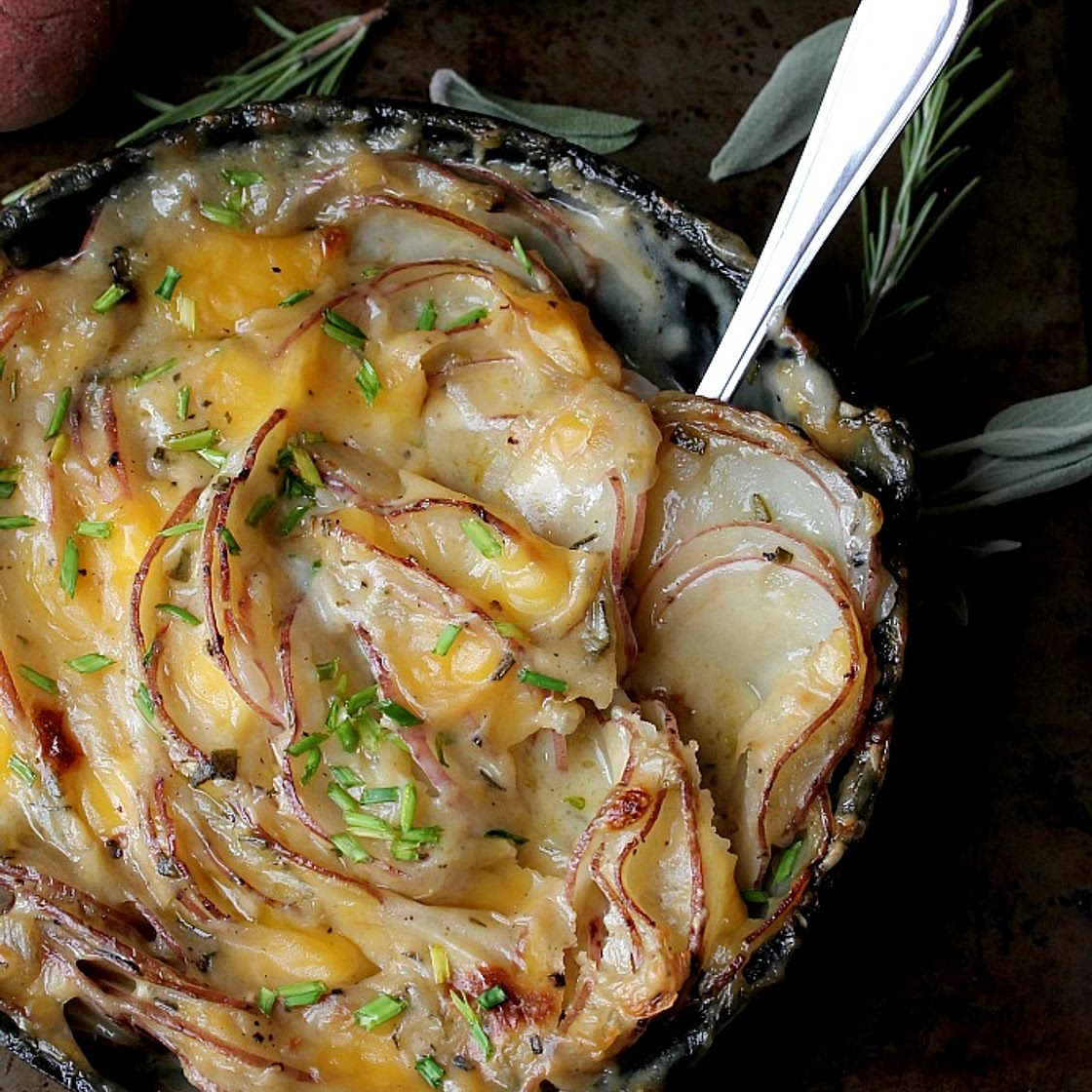 Garlic Herbed Scalloped Potatoes (Vegan + Gluten Free)