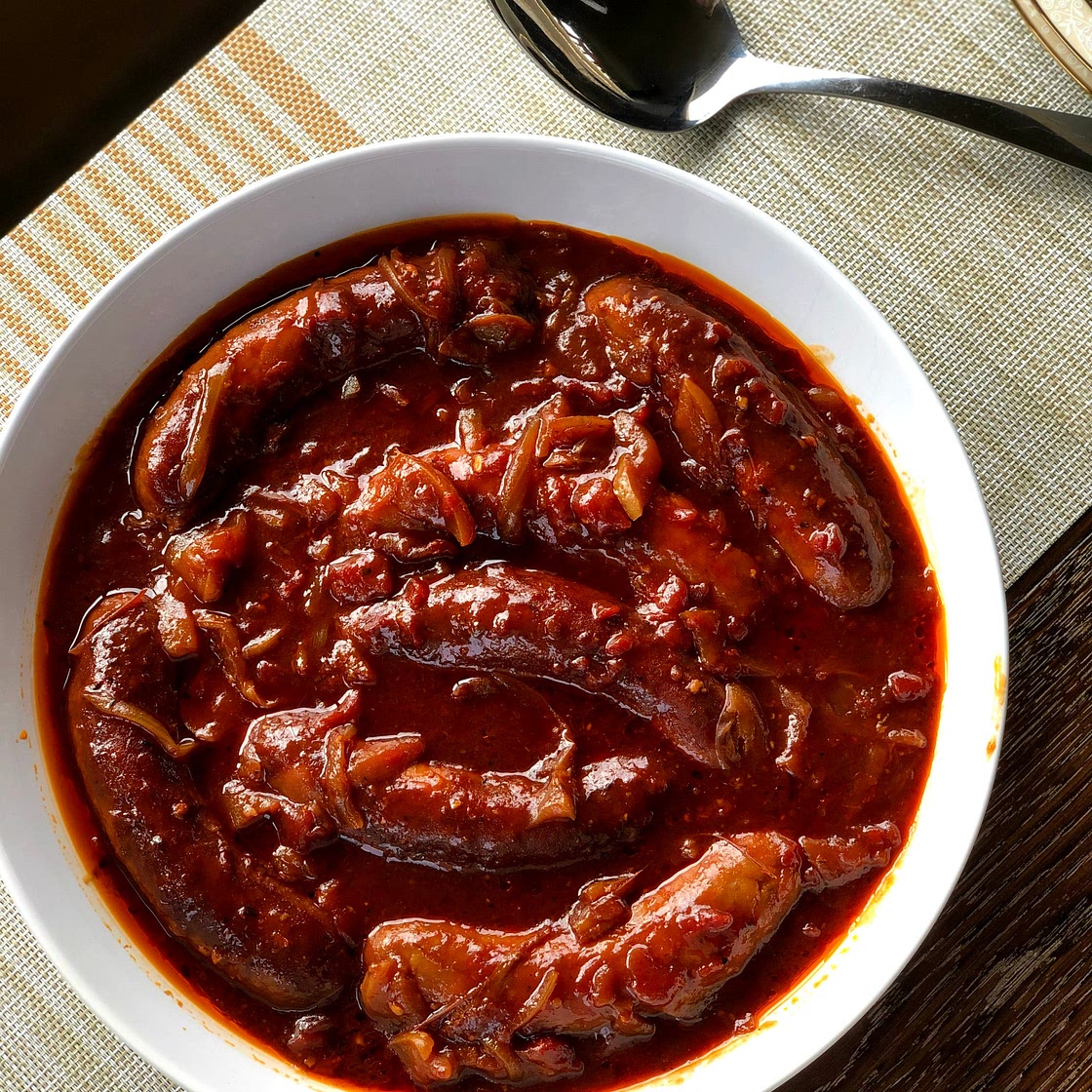 Slow Cooker Devilled Sausages