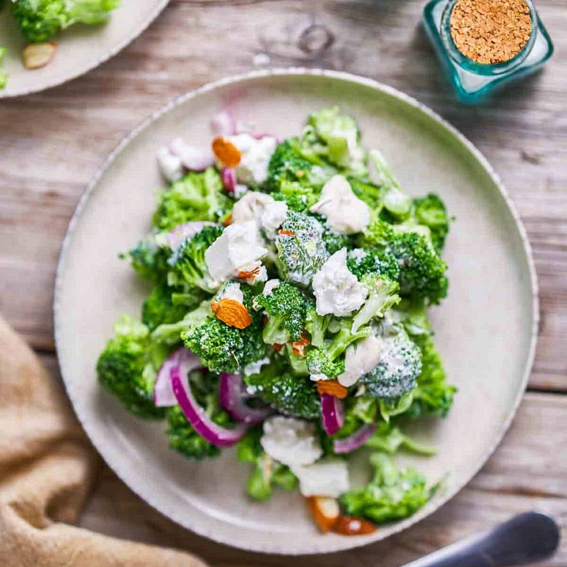 Broccoli Salad with Feta and Toasted Almonds