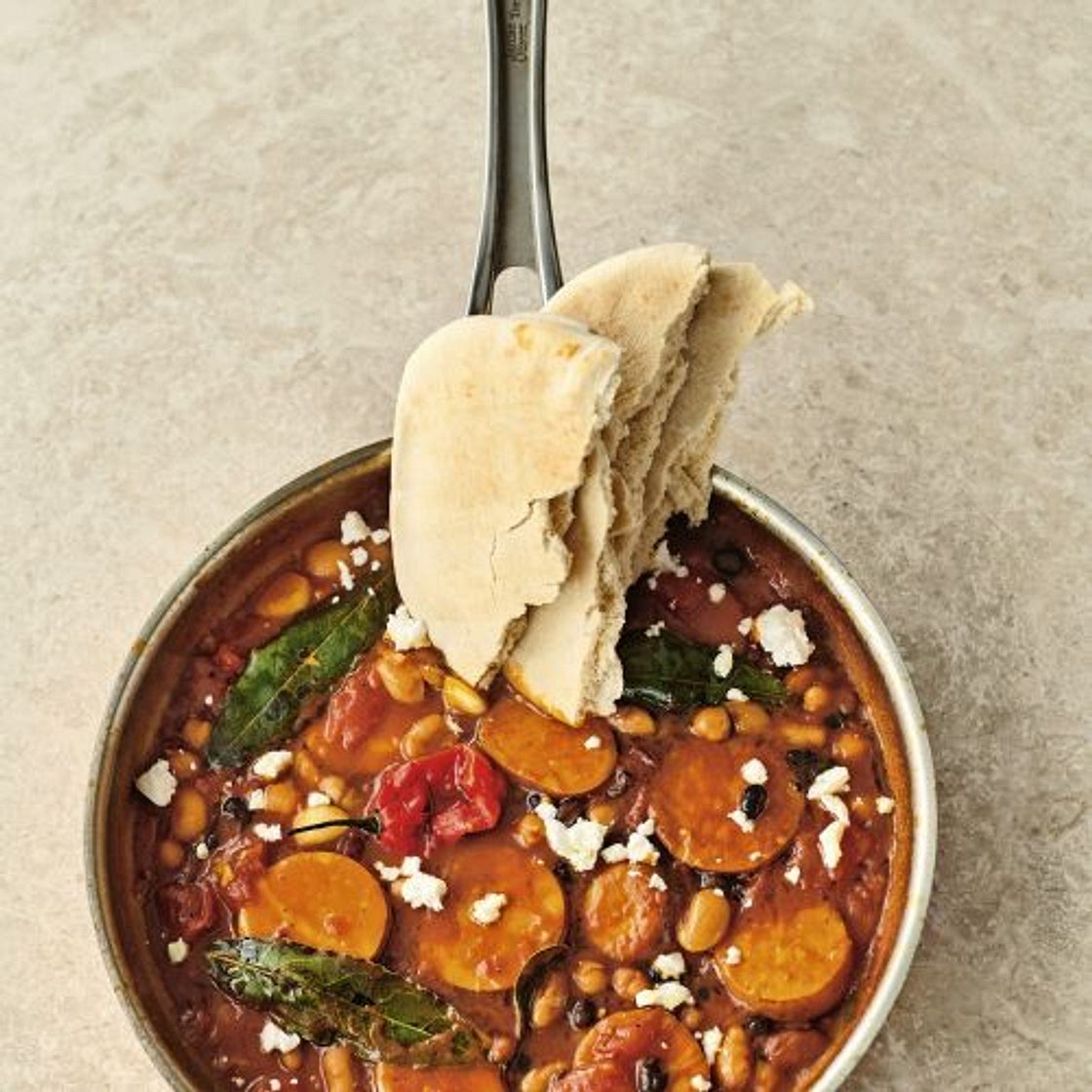 zoete-aardappelstoof met feta van Jamie