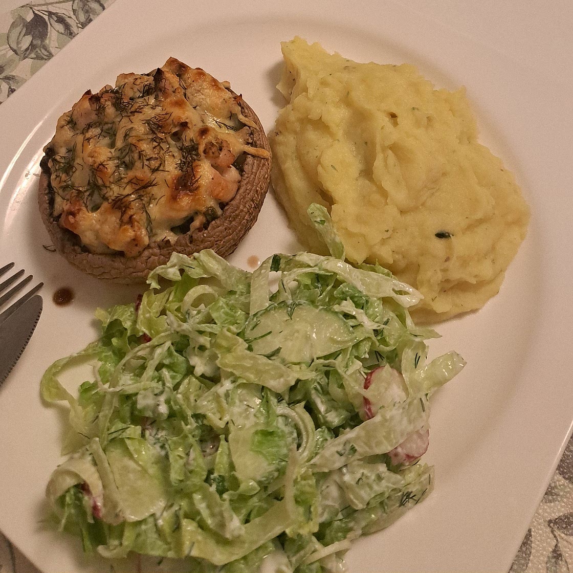 Chicken stuffed portobello mushrooms