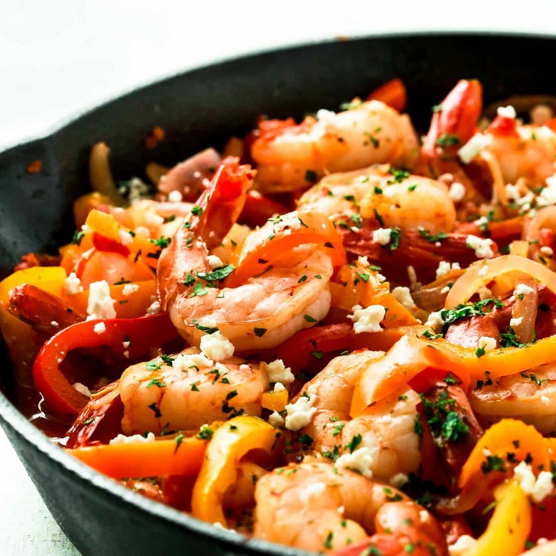 Shrimp, Bell Pepper and Onions Skillet
