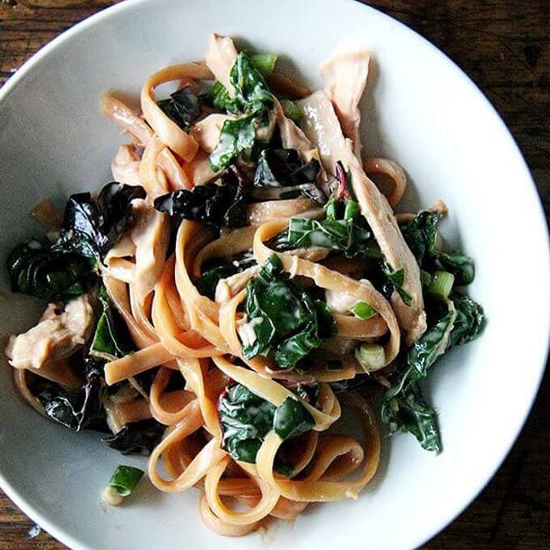 Sesame Noodles with Swiss Chard and Chicken