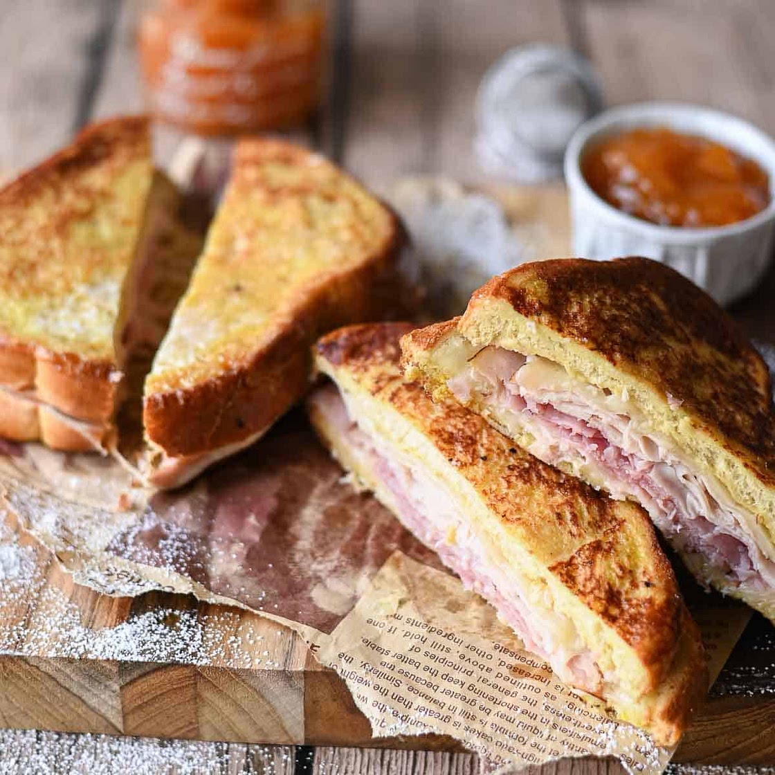 Monte Cristo Sandwich with Muenster and Apricot Jam