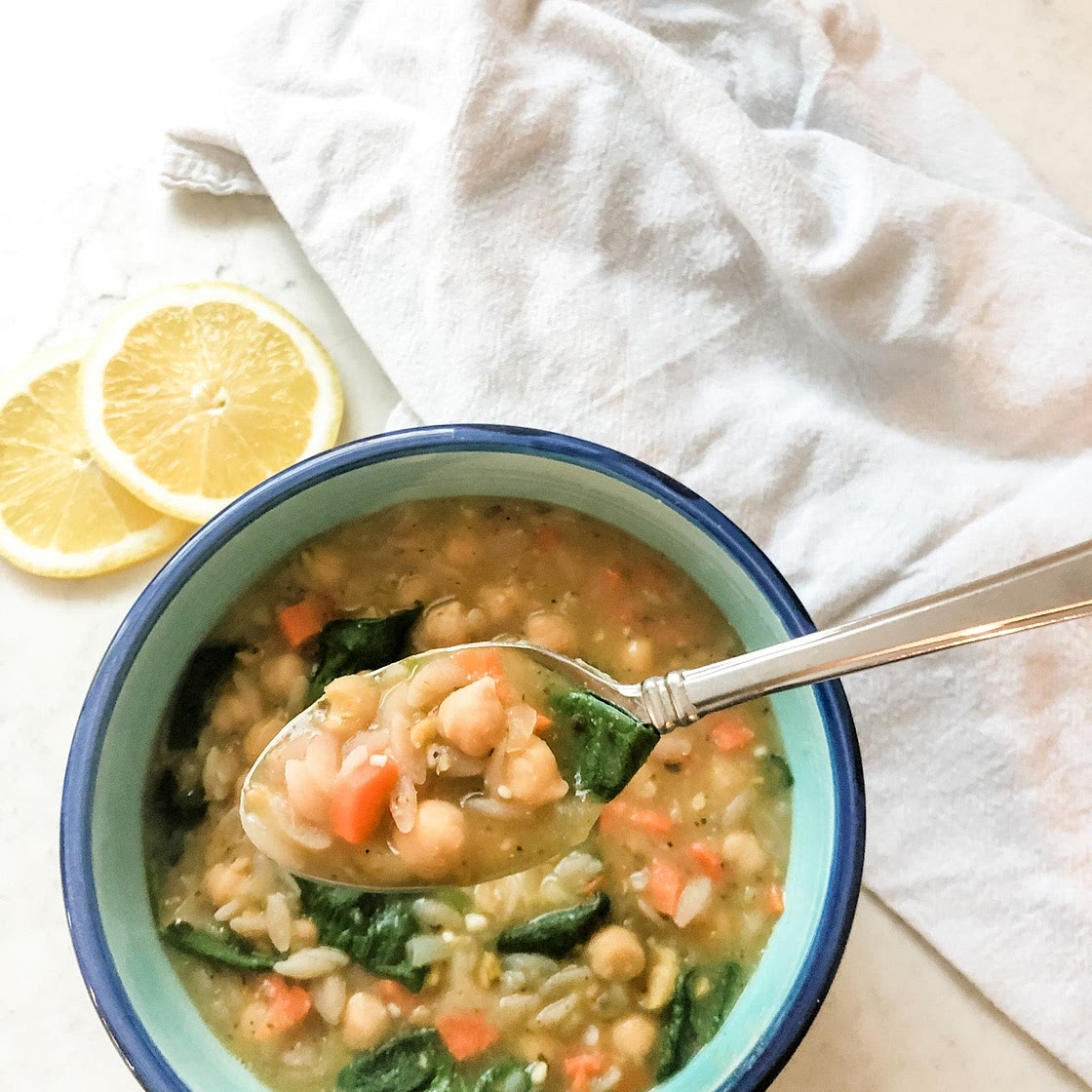 Gluten Free Vegan Lemon Orzo Soup