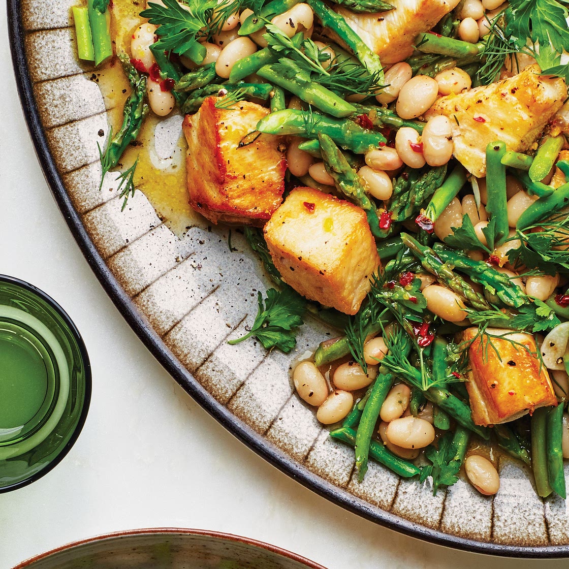 Swordfish With Asparagus and Beans