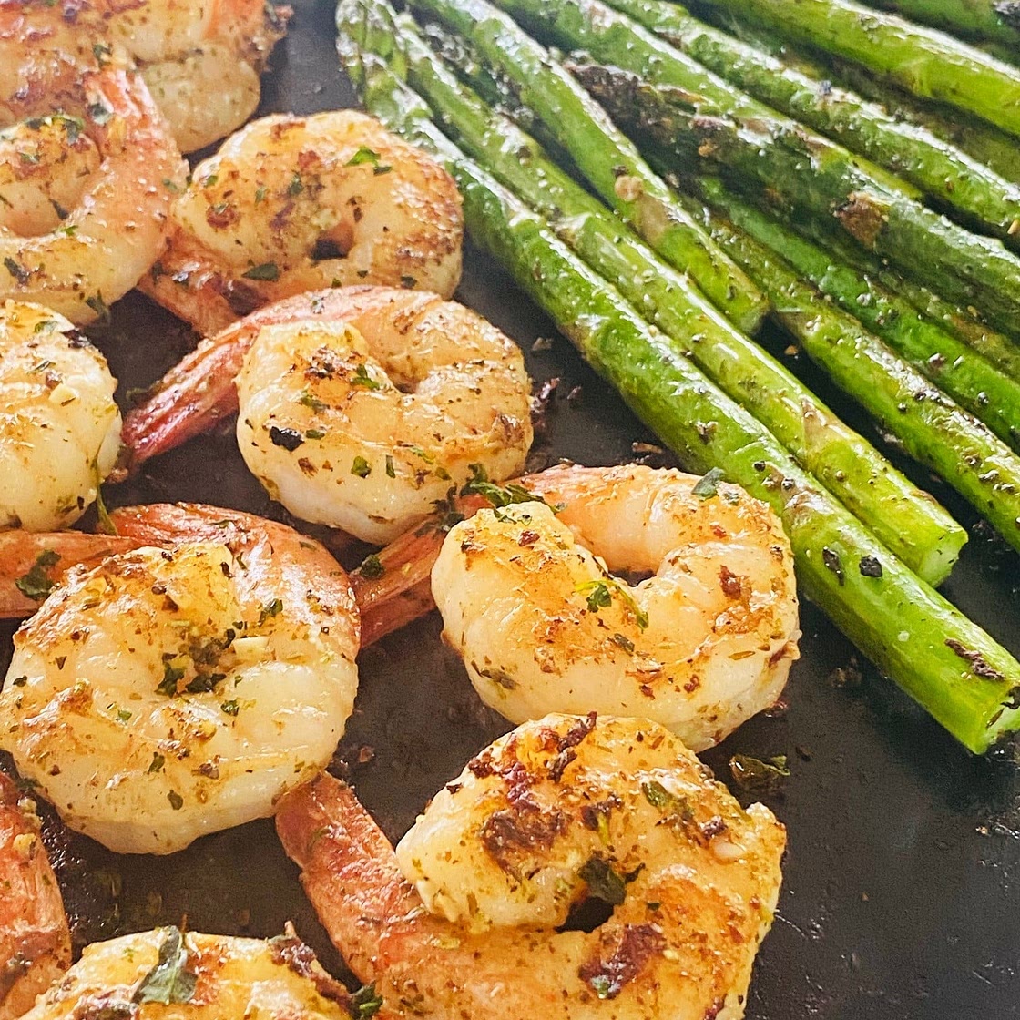 Blackstone Lemon Garlic Shrimp and Asparagus