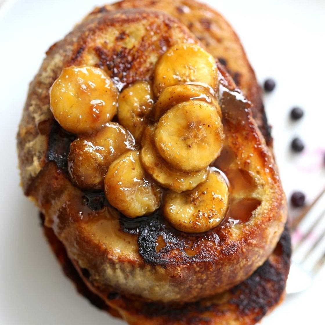 Vegan Banana French Toast with Caramelized Bananas
