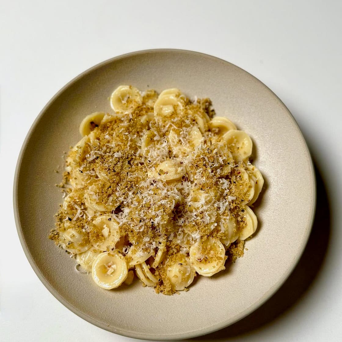 Lemon Garlic Orecchiette with Brown Butter Breadcrumbs