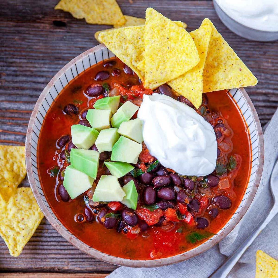 Loaded Black Bean Nacho Soup