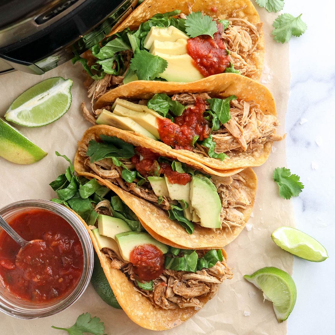Healthy Slow Cooker Chicken Tacos