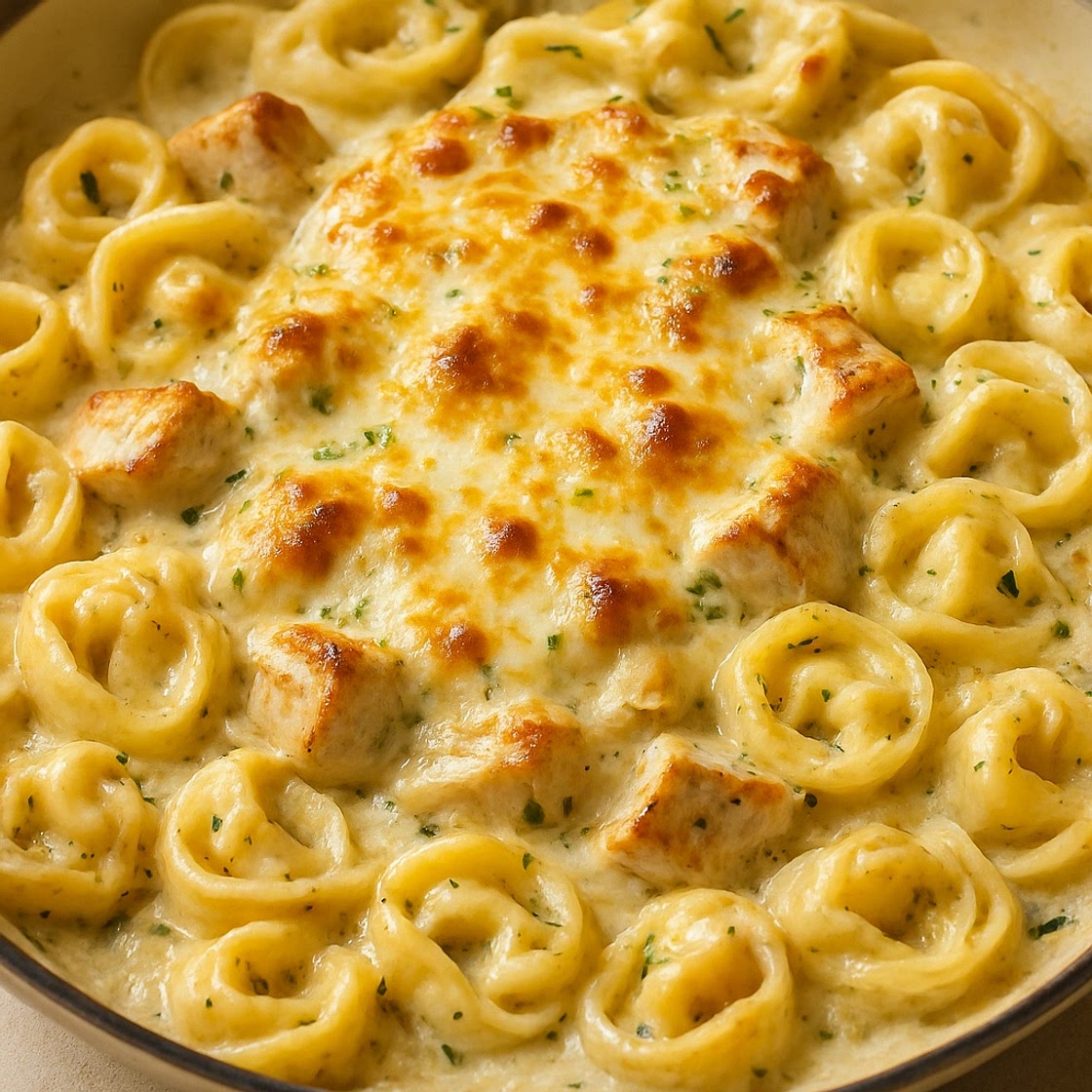 Cheesy Garlic Butter Chicken Alfredo Tortellini