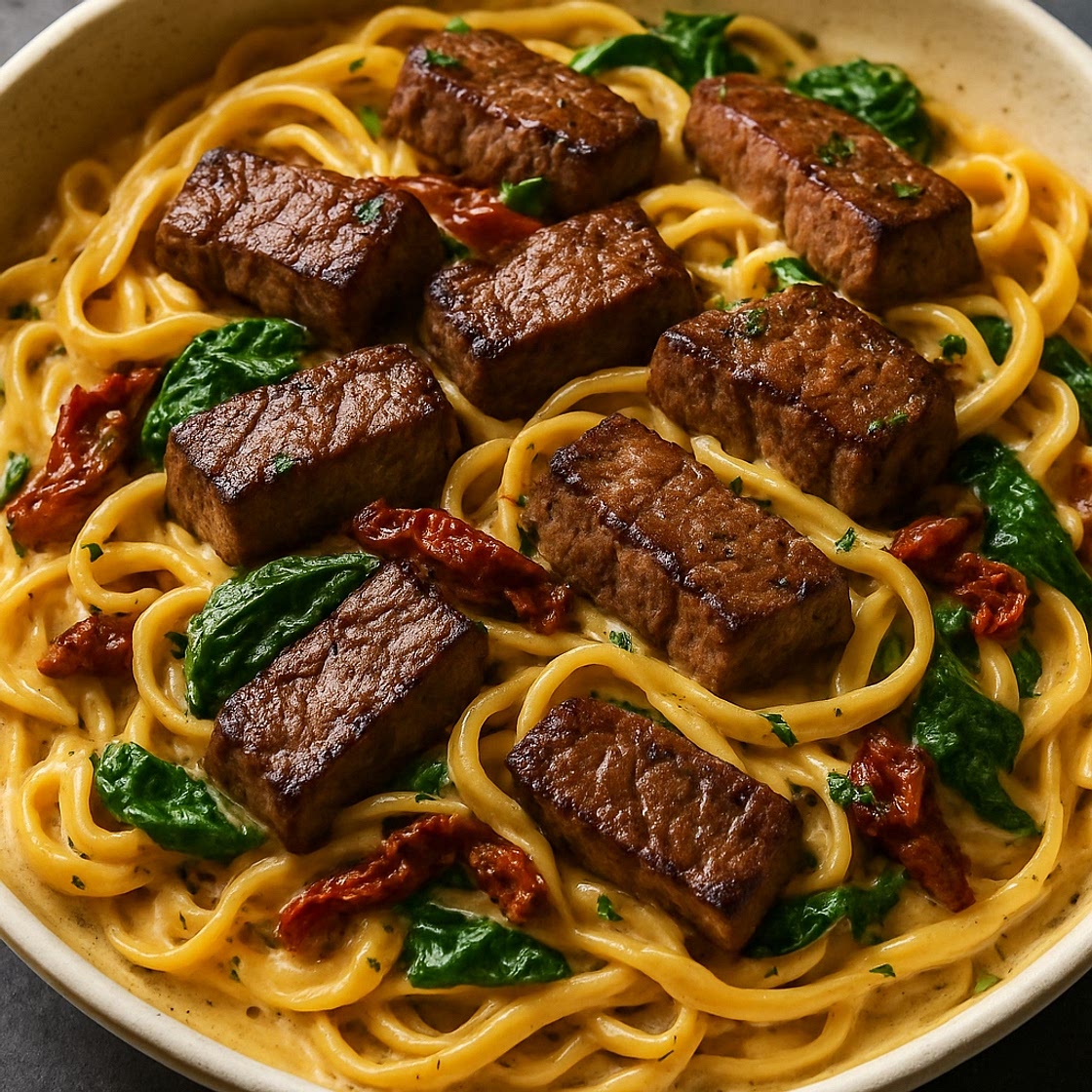 Creamy Tuscan Garlic Butter Steak Pasta