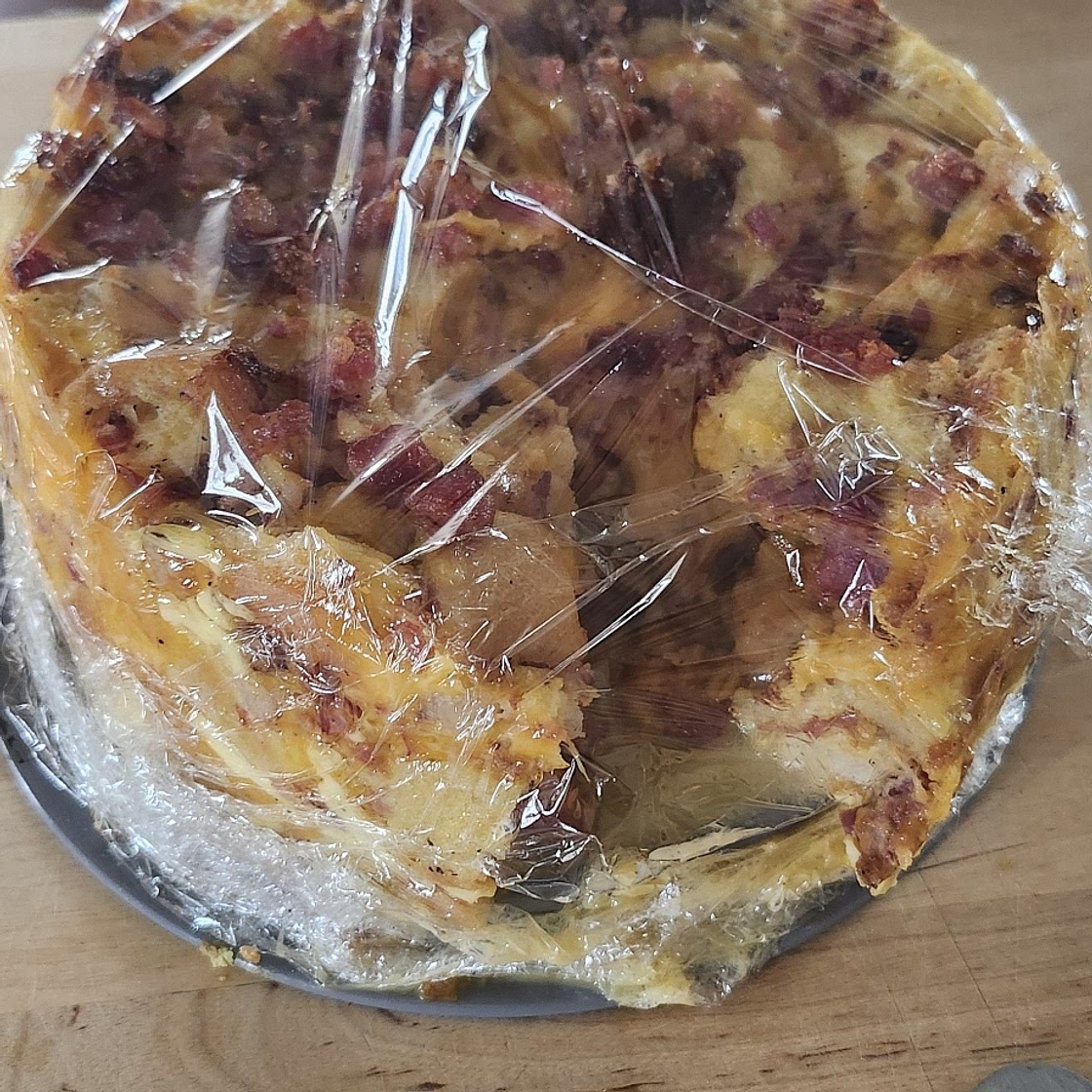 Cheese & Bacon Breakfast Strata Cake (Breakfast Casserole!)