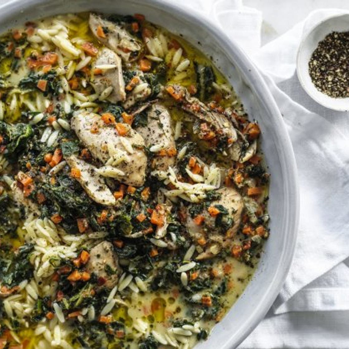 Danielle Alvarez's lemony chicken and orzo stew