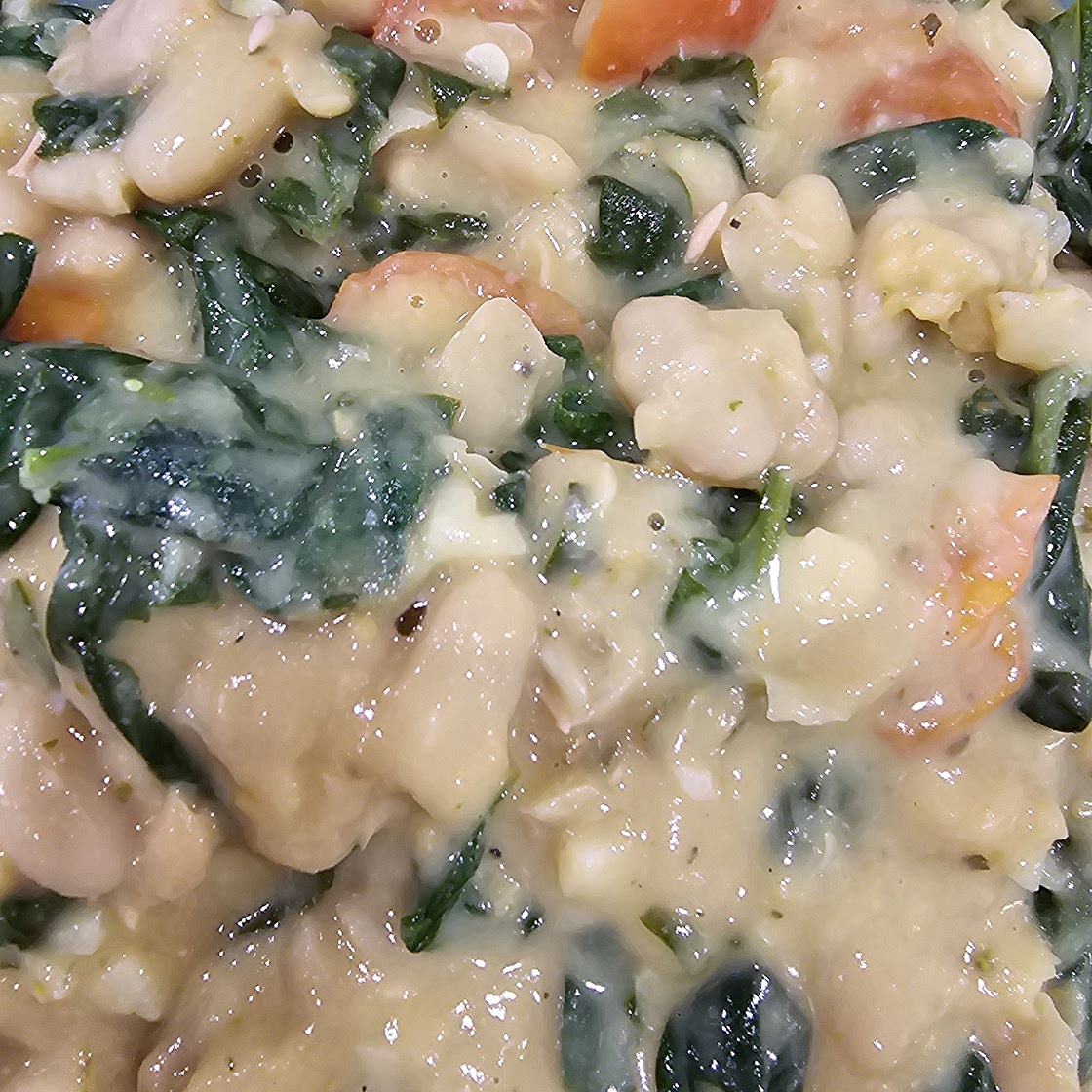 Saucy White Beans with Spinach