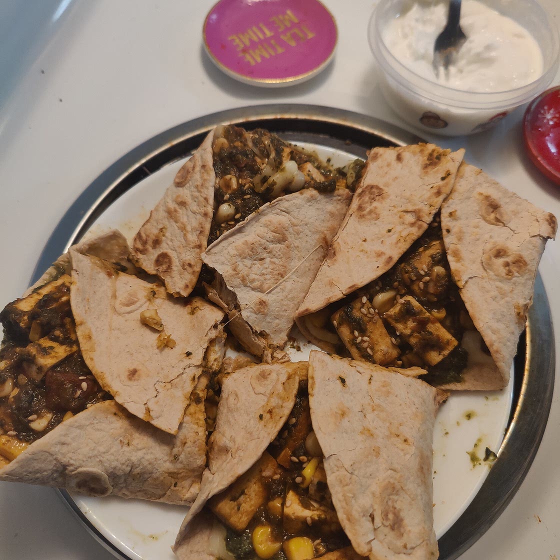 Corn spinach tofu wrap