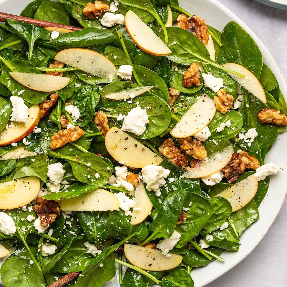 Spinach Salad with Apples, Walnuts, and Feta